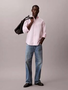 Camisa clásica lisa Oxford con botones