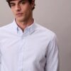Camisa clásica Oxford de algodón elástico a rayas con botones Camisa clásica Oxford de algodón elástico a rayas con botones