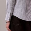 Camisa clásica Oxford de algodón elástico a rayas con botones Camisa clásica Oxford de algodón elástico a rayas con botones