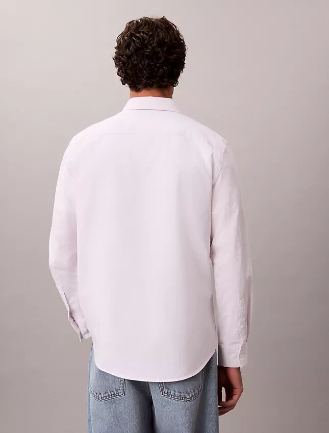 Camisa clásica Oxford de algodón elástico a rayas con botones Camisa clásica Oxford de algodón elástico a rayas con botones