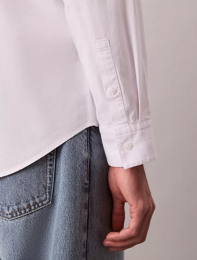 Camisa clásica Oxford de algodón elástico a rayas con botones Camisa clásica Oxford de algodón elástico a rayas con botones