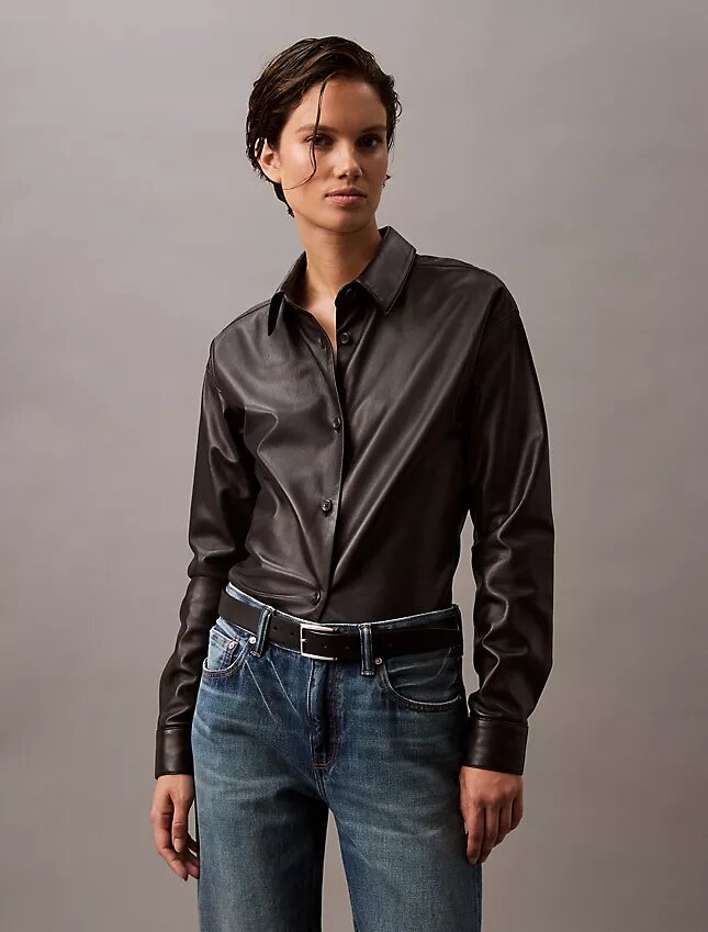 Camisa con botones de piel de cordero Camisa con botones de piel de cordero