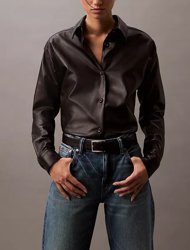 Camisa con botones de piel de cordero Camisa con botones de piel de cordero