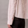 Camisa corta de corte cuadrado con rayas y botones Camisa corta de corte cuadrado con rayas y botones