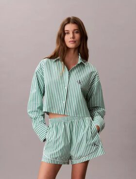 Camisa corta de dormir de popelín de algodón Camisa corta de dormir de popelín de algodón