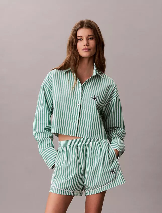 Camisa corta de dormir de popelín de algodón Camisa corta de dormir de popelín de algodón