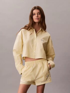 Camisa corta de dormir de popelín de algodón Camisa corta de dormir de popelín de algodón
