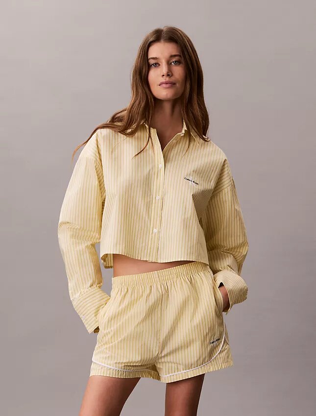 Camisa corta de dormir de popelín de algodón Camisa corta de dormir de popelín de algodón