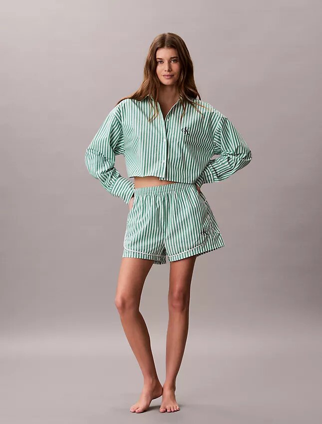 Camisa corta de dormir de popelín de algodón Camisa corta de dormir de popelín de algodón
