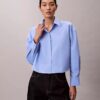 Camisa corta de popelín con botones y corte holgado