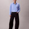 Camisa corta de popelín con botones y corte holgado