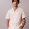 Camisa de cuadros de mezcla de lino con botones y corte holgado Camisa de cuadros de mezcla de lino con botones y corte holgado
