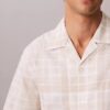 Camisa de cuadros de mezcla de lino con botones y corte holgado Camisa de cuadros de mezcla de lino con botones y corte holgado
