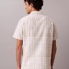 Camisa de cuadros de mezcla de lino con botones y corte holgado Camisa de cuadros de mezcla de lino con botones y corte holgado