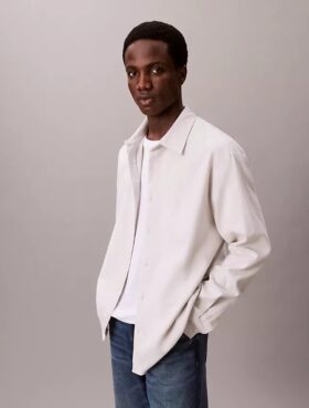 Camisa de franela melange con botones y corte holgado