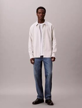Camisa de franela melange con botones y corte holgado