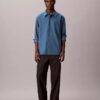 Camisa de franela melange con botones y corte holgado Camisa de franela melange con botones y corte holgado