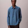 Camisa de franela melange con botones y corte holgado Camisa de franela melange con botones y corte holgado