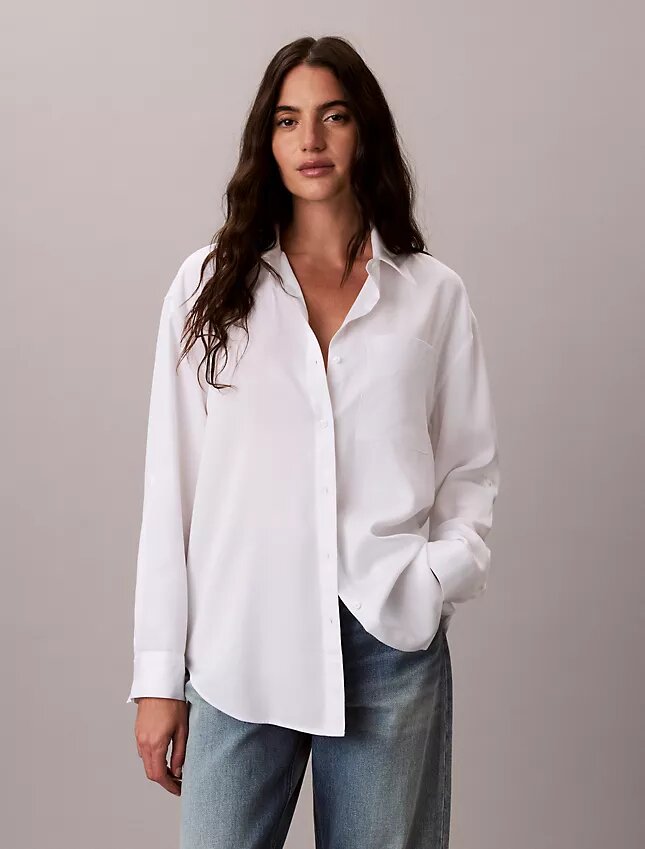 Camisa de lyocell con solapa enrollada y botones Camisa de lyocell con solapa enrollada y botones