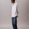 Camisa de popelín de algodón a rayas con botones Camisa de popelín de algodón a rayas con botones