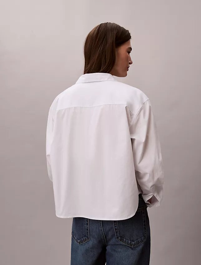 Camisa de popelín de algodón con corte recto y botones Camisa de popelín de algodón con corte recto y botones