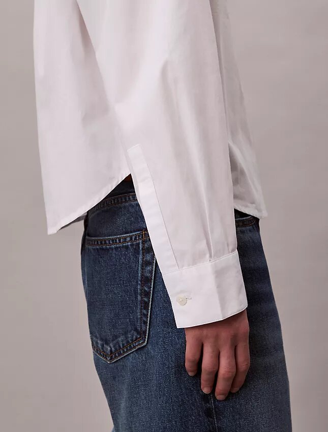 Camisa de popelín de algodón con corte recto y botones Camisa de popelín de algodón con corte recto y botones