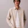 Camisa de popelín lavado a rayas con botones Camisa de popelín lavado a rayas con botones