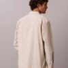 Camisa de popelín lavado a rayas con botones Camisa de popelín lavado a rayas con botones