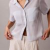 Camisa holgada con botones de mezcla de algodón