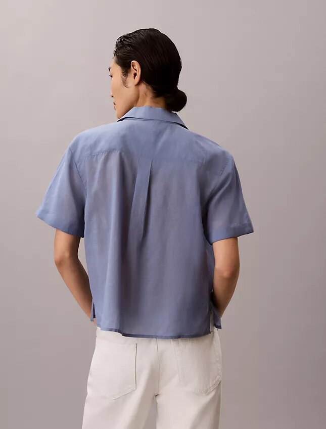 Camisa holgada con botones de mezcla de algodón Camisa holgada con botones de mezcla de algodón