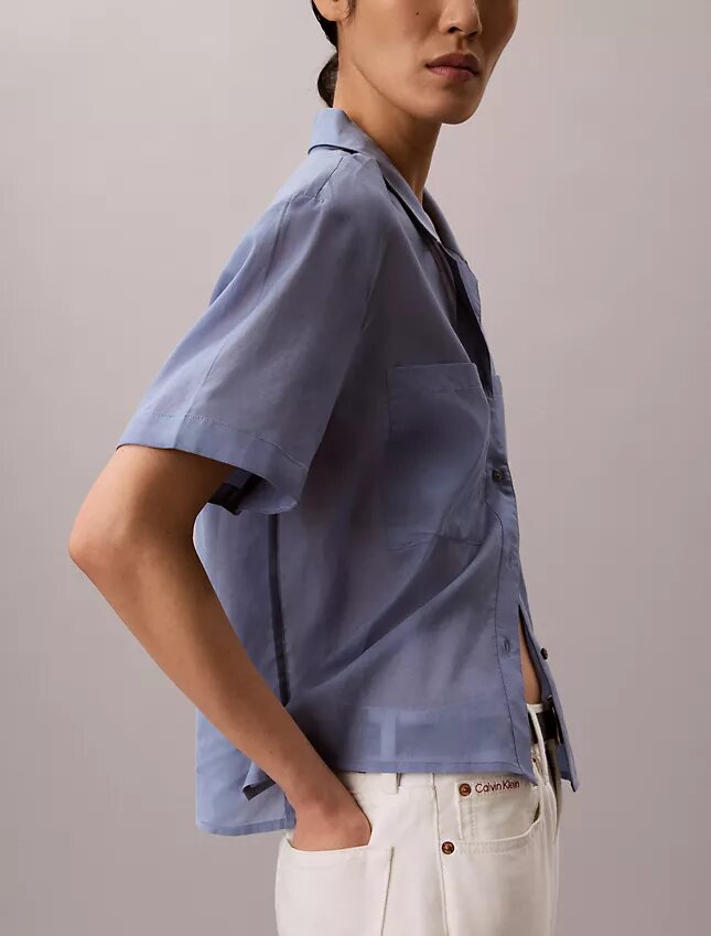 Camisa holgada con botones de mezcla de algodón Camisa holgada con botones de mezcla de algodón