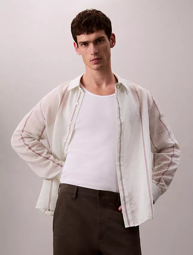 Camisa holgada de algodón y nailon Camisa holgada de algodón y nailon