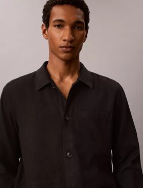 Camisa holgada de mezcla de lino