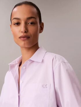 Camisa holgada de popelín de algodón con botones
