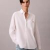 Camisa holgada de popelín de algodón con botones