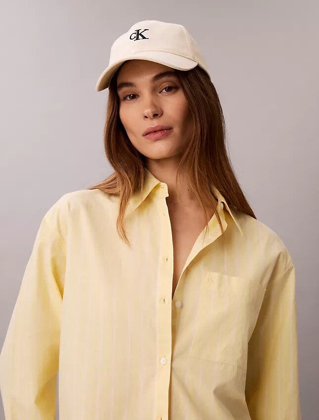 Camisa holgada de popelín de algodón con botones Camisa holgada de popelín de algodón con botones