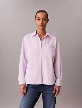Camisa holgada de popelín de algodón con botones