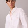 Camisa holgada de popelín de algodón con botones