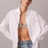 Camisa holgada de popelín de algodón con botones