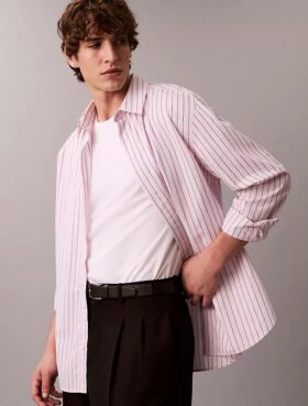 Camisa holgada de rayas de algodón con botones