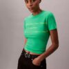 Camiseta ajustada con gráfico de logotipo a rayas Camiseta ajustada con gráfico de logotipo a rayas
