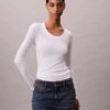 Camiseta ajustada de Modal elástico acanalado Camiseta ajustada de Modal elástico acanalado