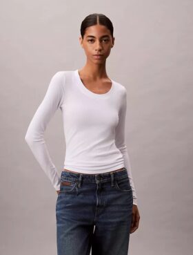 Camiseta ajustada de Modal elástico acanalado
