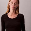 Camiseta ajustada de Modal elástico acanalado Camiseta ajustada de Modal elástico acanalado