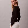 Camiseta ajustada de Modal elástico acanalado Camiseta ajustada de Modal elástico acanalado