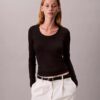 Camiseta ajustada de Modal elástico acanalado Camiseta ajustada de Modal elástico acanalado