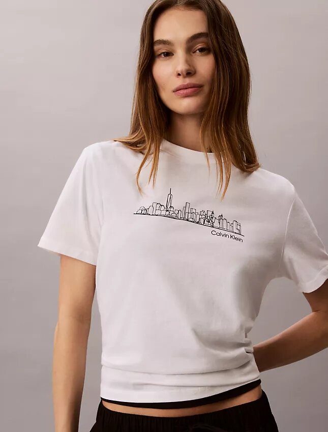 Camiseta clásica con diseño gráfico del paisaje urbano de Nueva York Camiseta clásica con diseño gráfico del paisaje urbano de Nueva York