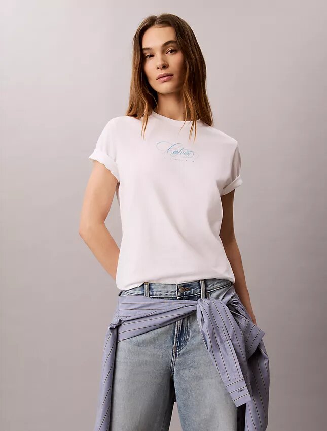 Camiseta clásica con el logotipo Calvin Script Camiseta clásica con el logotipo Calvin Script