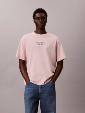 Camiseta clásica de cuello redondo con gráfico del logotipo en tinte descolorido