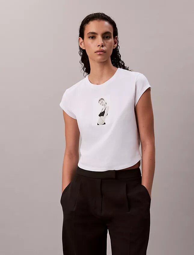Camiseta corta con estampado de Kate Moss Camiseta corta con estampado de Kate Moss